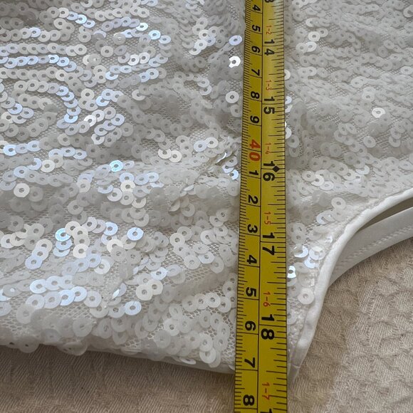NWT LAFAYETTE 148 NEW YORK- NEW Sequin Stretch Tank Top-White/Cloud-Size Small - Picture 14 of 15